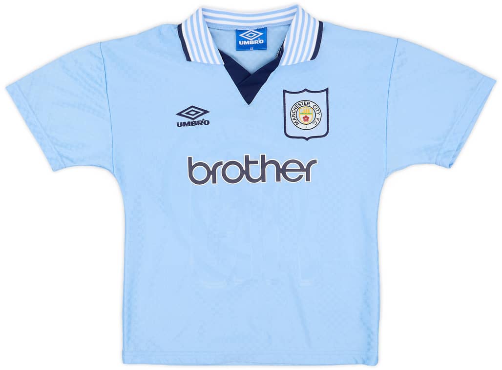 1995-97 Manchester City Home Shirt - 9/10 - (L.Boys)