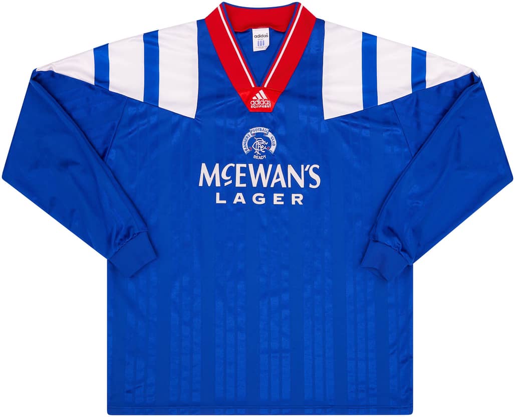 1992-94 Rangers Player Issue Home L/S Shirt - 8/10 - (L/XL)