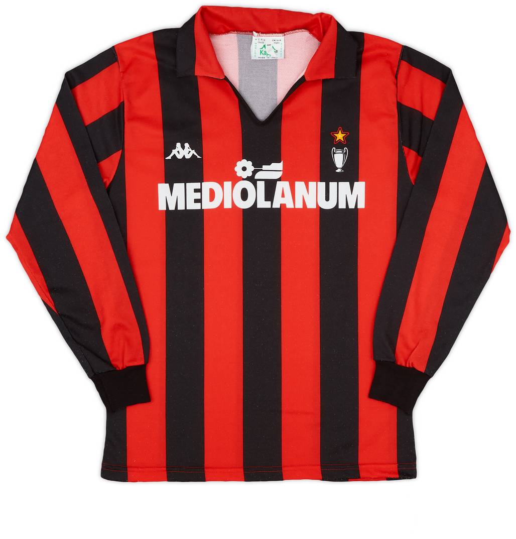1989-90 AC Milan Home L/S Shirt - 8/10 - (S)