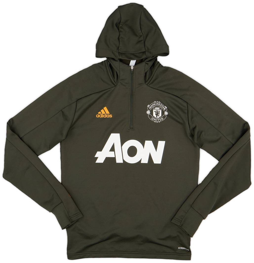 2020-21 Manchester United adidas 1/4 Zip Hooded Top - 9/10 - (S)