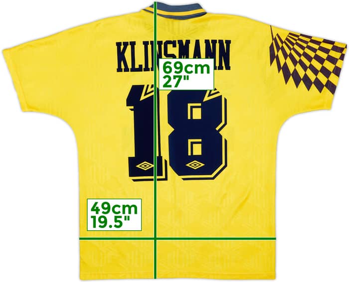 1991-95 Tottenham Away Shirt Klinsmann #18 - 8/10 - (L)