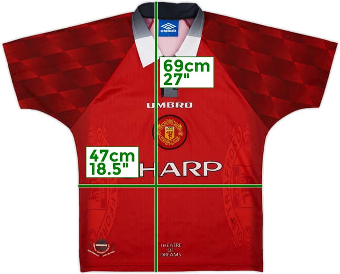 1995-98 Manchester United Home Shirt - 7/10 - (Y)