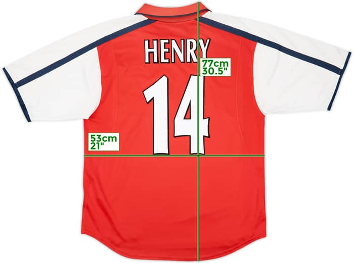 2000-02 Arsenal Home Shirt Henry #14 - 8/10 - (L)