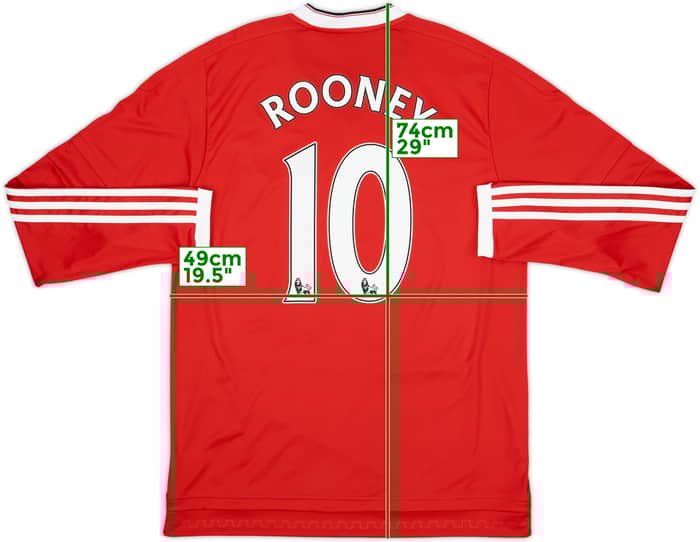 2015-16 Manchester United Home L/S Shirt Rooney #10 - 8/10 - (M)