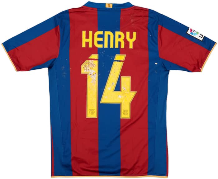 2007-08 Barcelona Home Shirt Henry #14 - 4/10 - (XL.Boys)