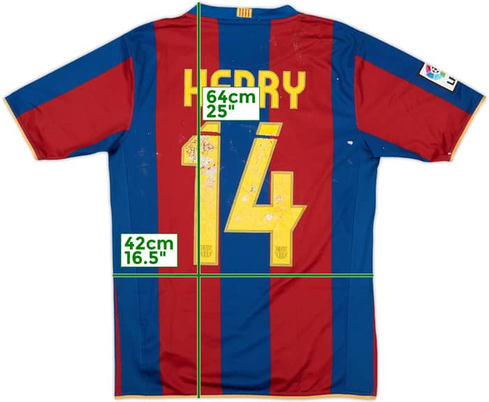2007-08 Barcelona Home Shirt Henry #14 - 4/10 - (XL.Boys)
