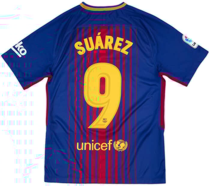 2017-18 Barcelona Home Shirt Suarez #9 - 9/10 - (S)