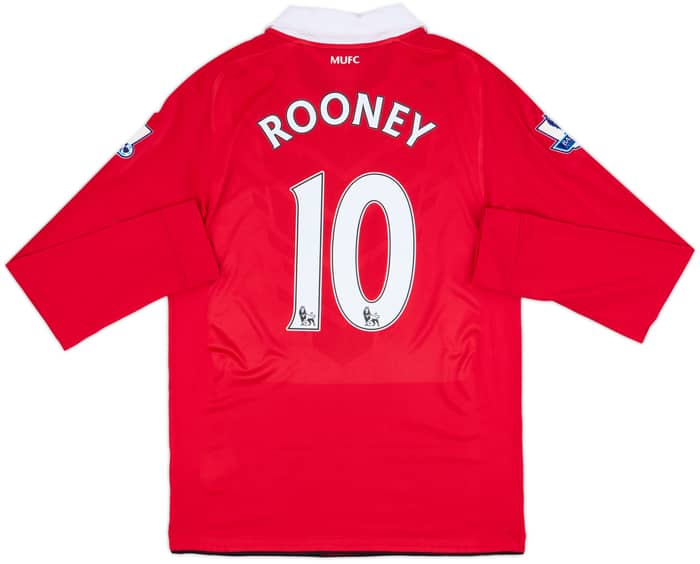 2010-11 Manchester United Home L/S Shirt Rooney #10 - 8/10 - (M)
