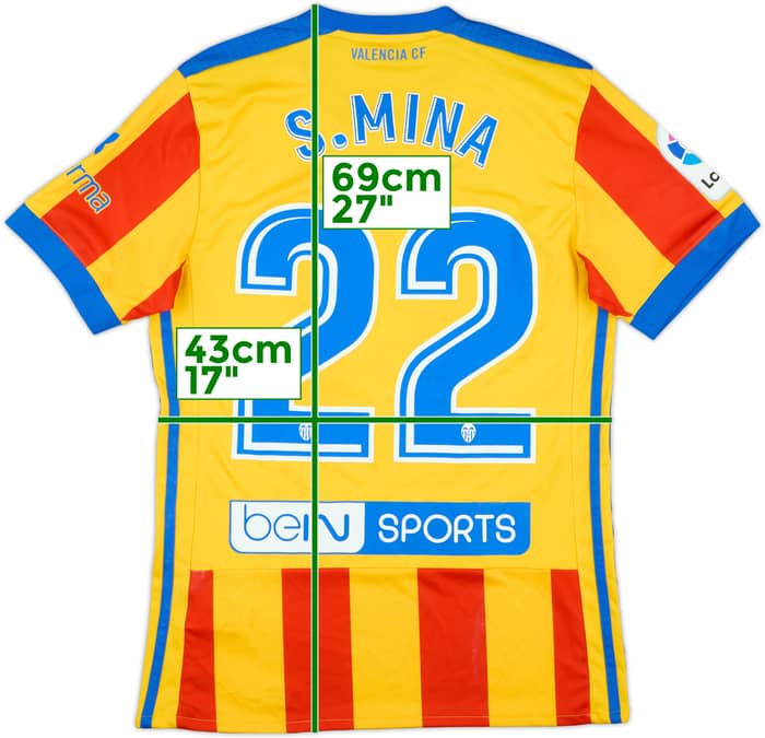 2017-18 Valencia Away Shirt S.Mina #22 - 9/10 - (XS)