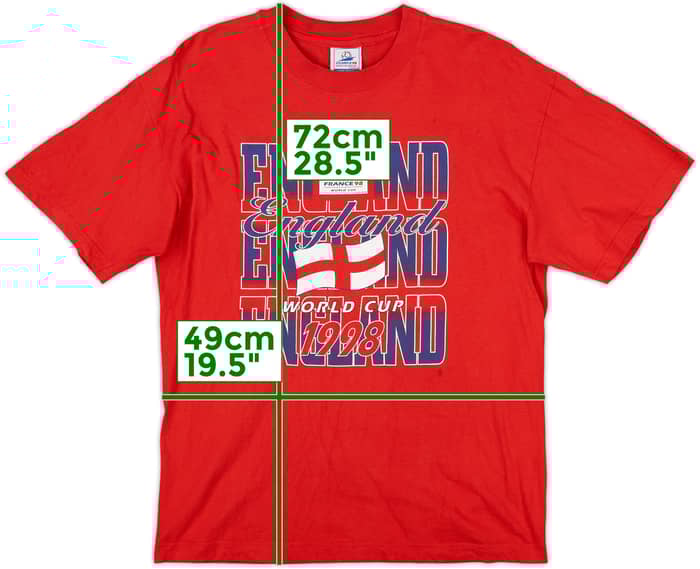 1998 England World Cup 98 Cotton Tee - 7/10 - (L)