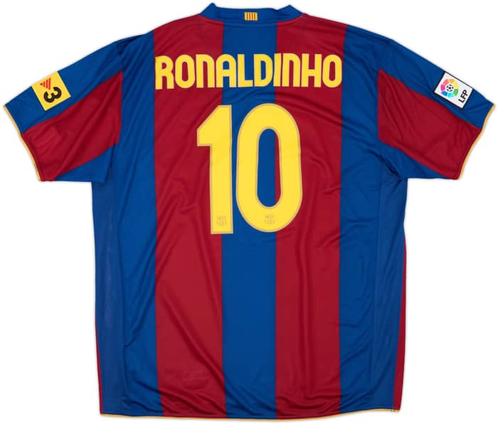 2007-08 Barcelona Home Shirt Ronaldinho #10 (XXL)