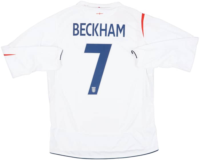 2005-07 England Home L/S Shirt Beckham #7 (L)