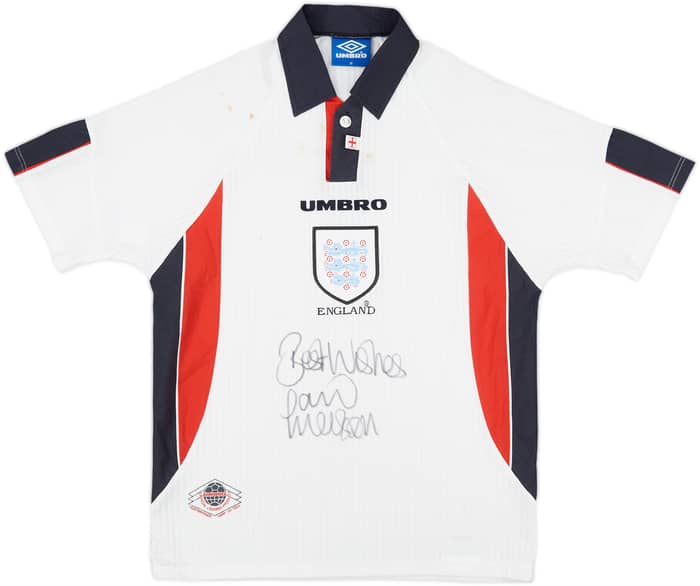 1997-99 England Signed Home Shirt - 4/10 - (M)