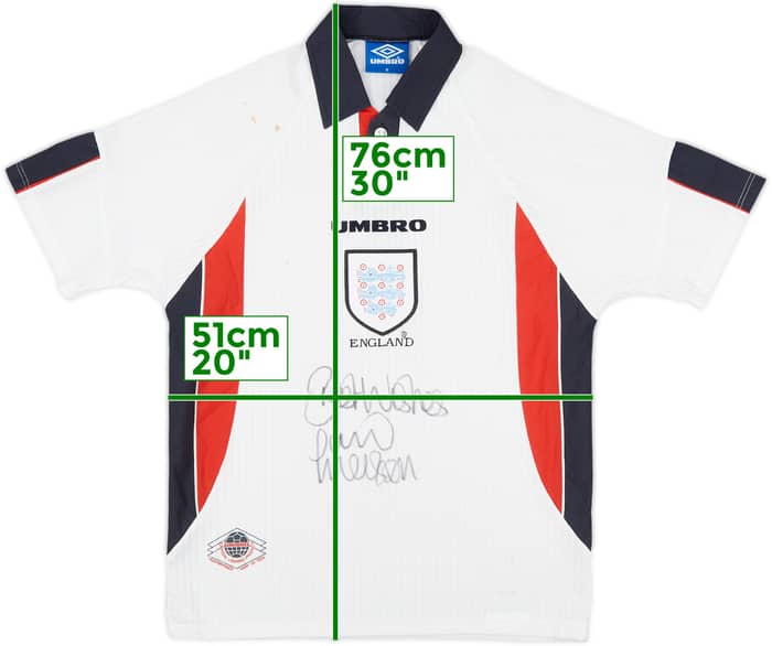 1997-99 England Signed Home Shirt - 4/10 - (M)