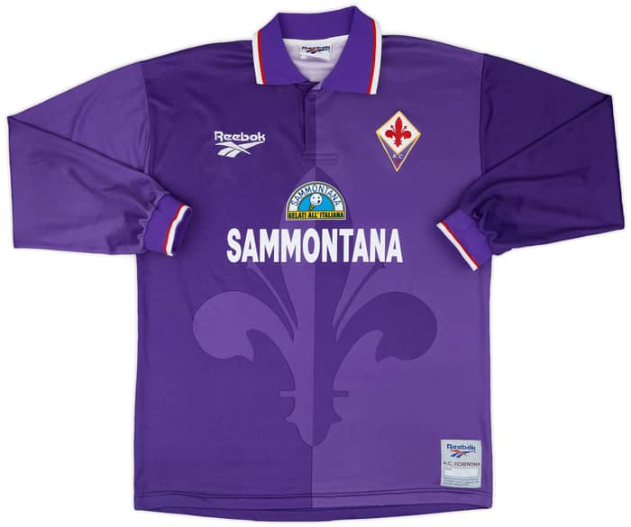 1995-96 Fiorentina Home L/S Shirt Schwarz #7 - 8/10 - (L)