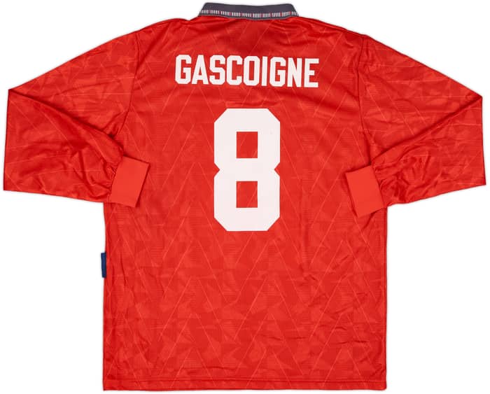 1990-93 England Away L/S Shirt Gascoigne #8 - 9/10 - (L)