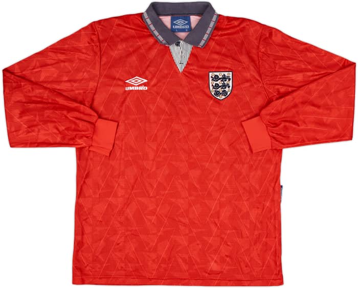 1990-93 England Away L/S Shirt Gascoigne #8 - 9/10 - (L)