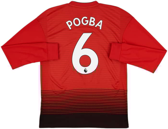 2018-19 Manchester United Home L/S Shirt Pogba #6 - 6/10 - (S)