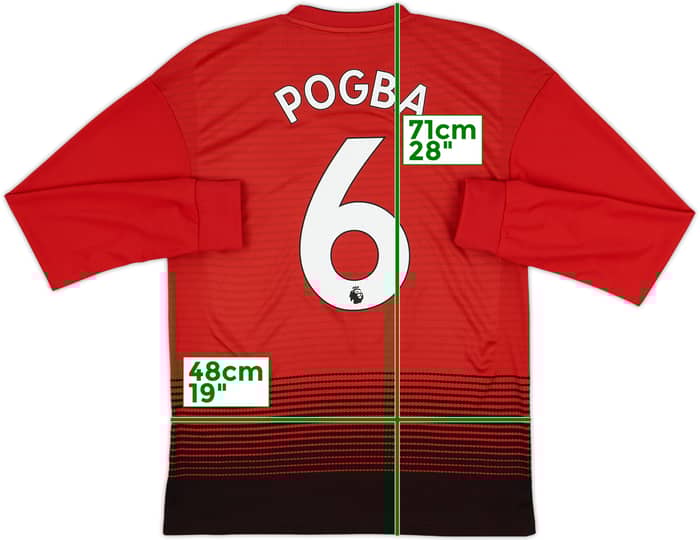 2018-19 Manchester United Home L/S Shirt Pogba #6 - 6/10 - (S)