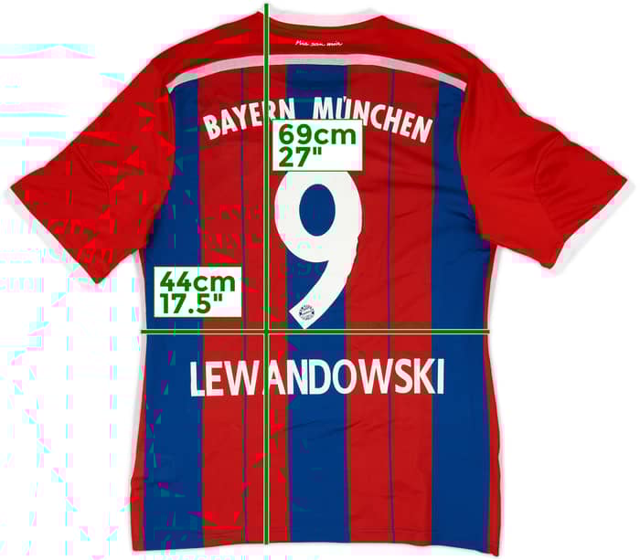 2014-15 Bayern Munich Home Shirt Lewandowski #9 - 7/10 - (XL)