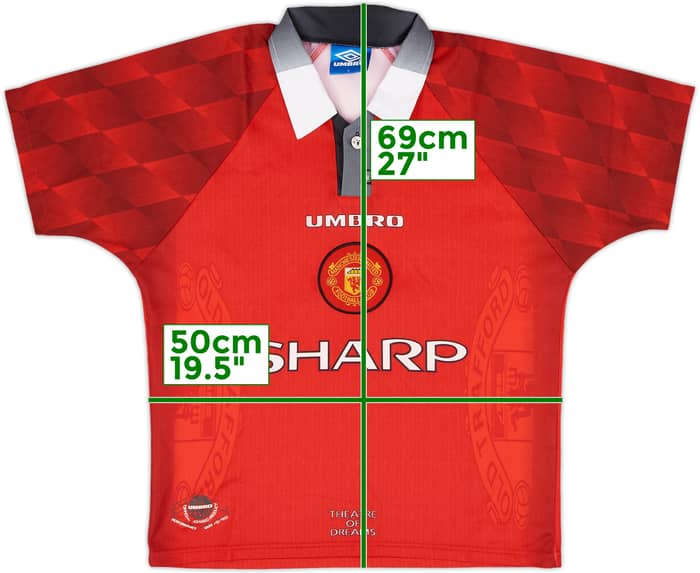 1996-98 Manchester United Home Shirt - 9/10 - (Y)