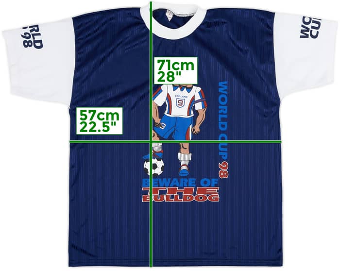 1998 Englad Fan Beware of the Bulldog World Cup Shirt - 8/10 - (L)