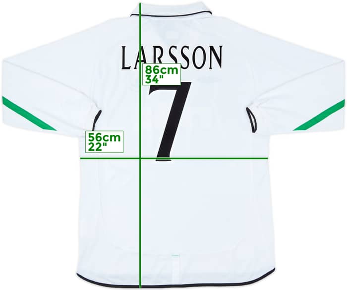 2001-02 Celtic Away L/S Shirt Larsson #7 - 9/10 - (XL)