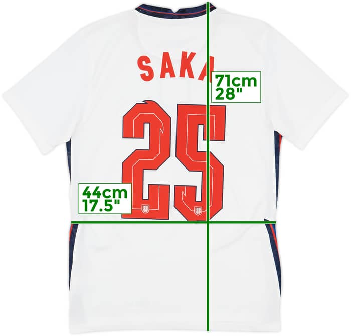 2020-22 England Home Shirt Saka #25 - 7/10 - (S)