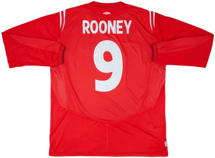 2004-06 England Away L/S Shirt Rooney #9 - 8/10 - (XL)