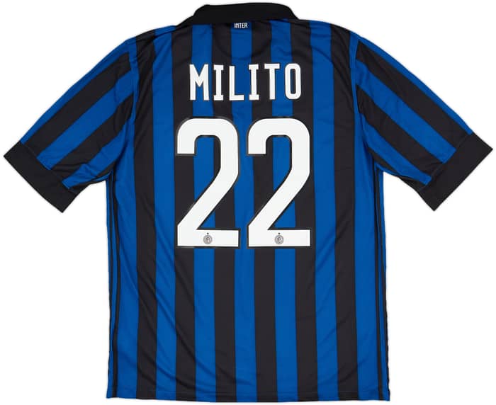2011-12 Inter Milan Home Shirt Milito #22 - 8/10 - (L)