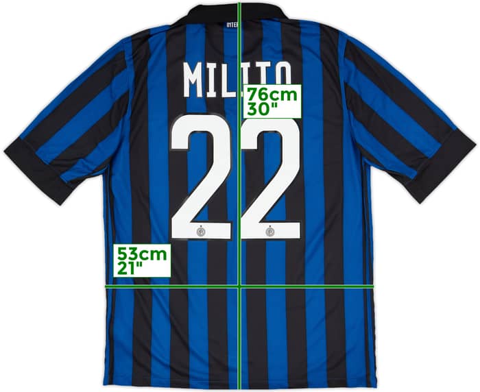2011-12 Inter Milan Home Shirt Milito #22 - 8/10 - (L)
