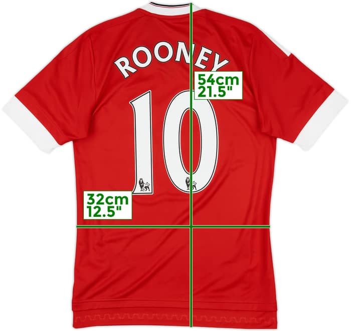 2015-16 Manchester United Home Shirt Rooney #10 - 9/10 - (XS)