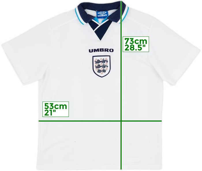 1995-97 England Home Shirt #7 - 6/10 - (L)