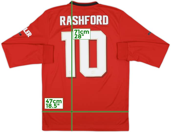 2019-20 Manchester United Home L/S Shirt Rashford #10 - 10/10 - (M)