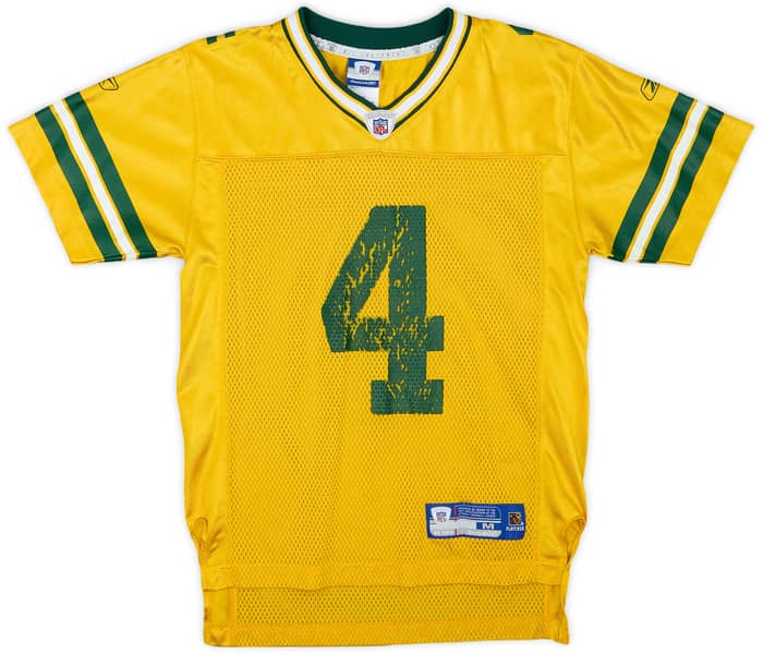 2005-06 Green Bay Packers Favre #4 Reebok On Field Alternate Jersey - 5/10 - (M.Boys)