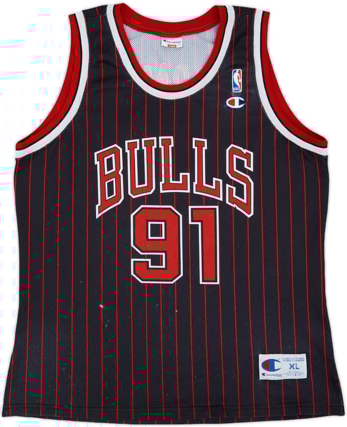 1995-97 Chicago Bulls Rodman #91 Champion Alternate Jersey - 4/10 - (XL)