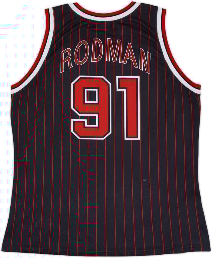 1995-97 Chicago Bulls Rodman #91 Champion Alternate Jersey - 4/10 - (XL)