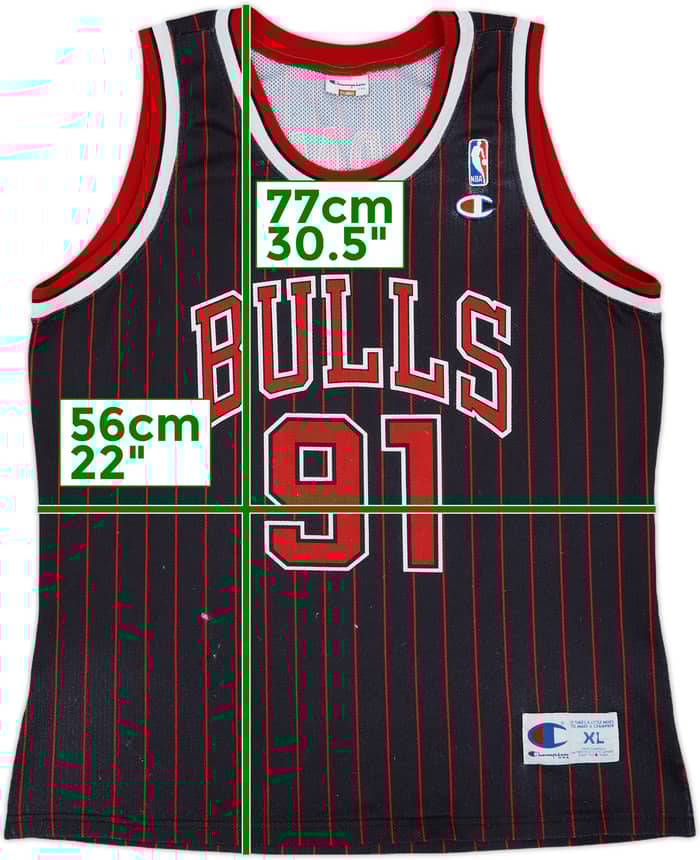 1995-97 Chicago Bulls Rodman #91 Champion Alternate Jersey - 4/10 - (XL)