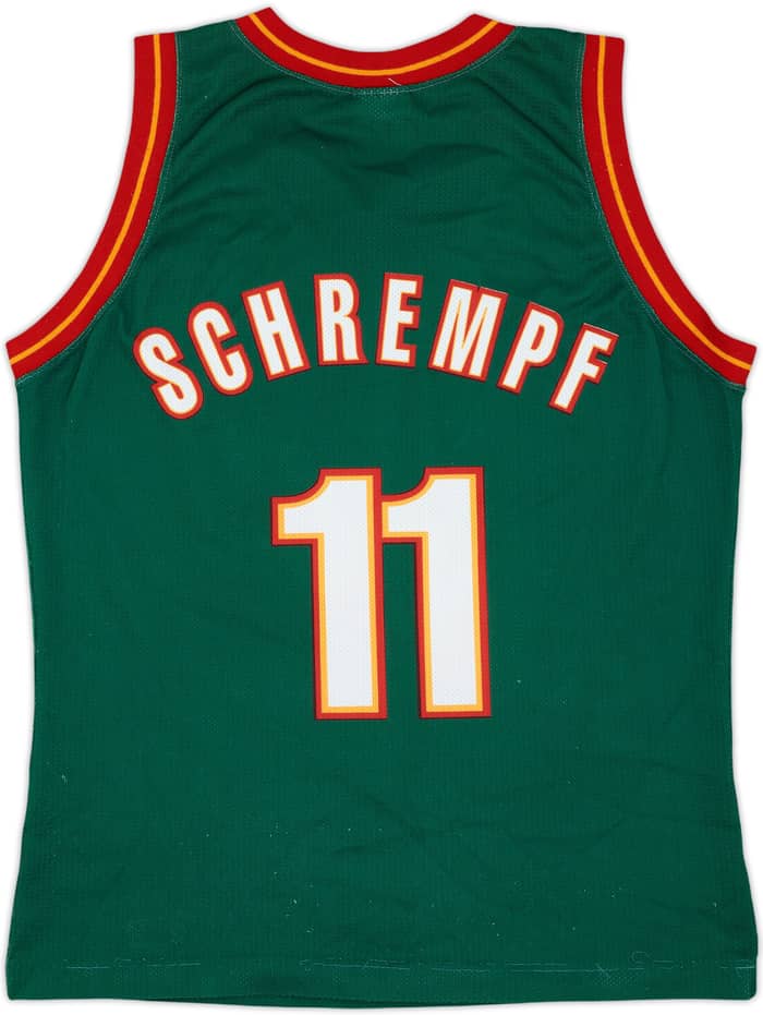 1995-99 Seattle Supersonics Schrempf #11 Champion Away Jersey - 6/10 - (S)
