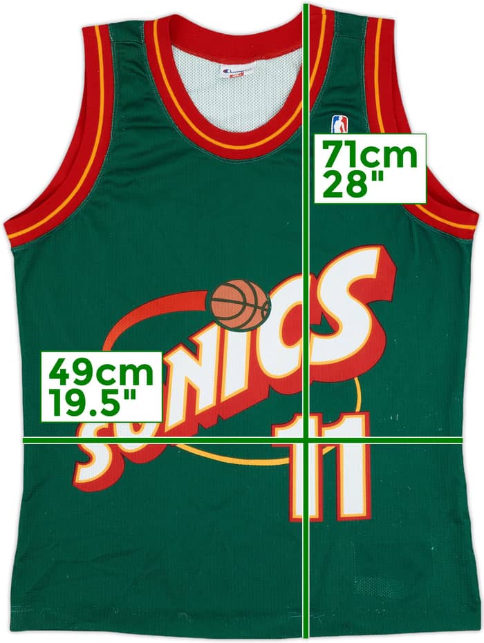 1995-99 Seattle Supersonics Schrempf #11 Champion Away Jersey - 6/10 - (S)