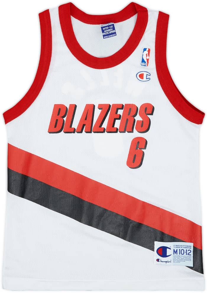 1998-02 Portland Trail Blazers Wells #6 Champion Home Jersey - 9/10 - (M.Boys)