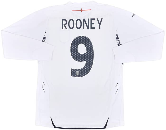 2007-09 England Home L/S Shirt Rooney #9 - 9/10 - (M)