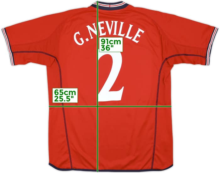 2002-04 England Away Shirt G.Neville #2 - 8/10 - (XL)