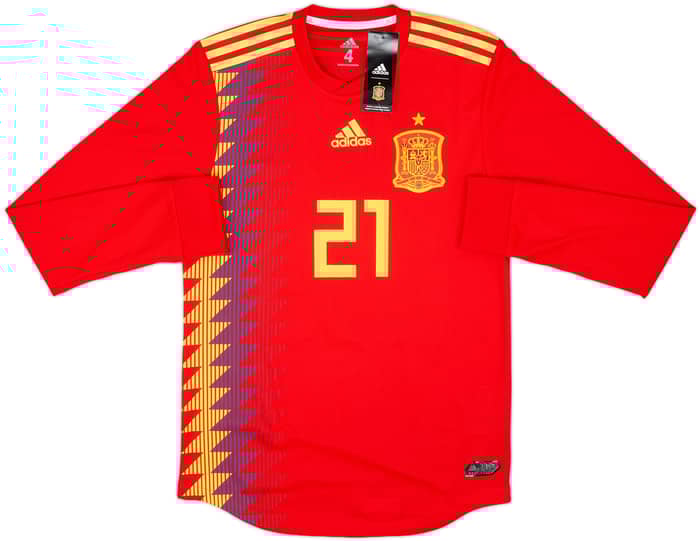 2018-19 Spain Player Issue Home L/S Shirt Silva #21 (S)