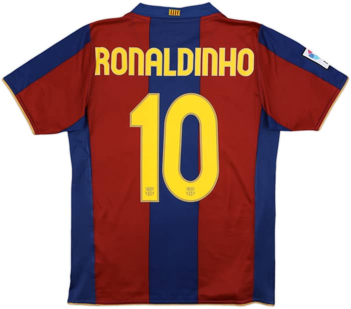 2007-08 Barcelona Home Shirt Ronaldinho #10 - 8/10 - (S)