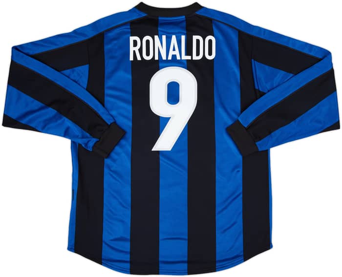 1999-00 Inter Milan Home L/S Shirt Ronaldo #9 - 8/10 - (L)