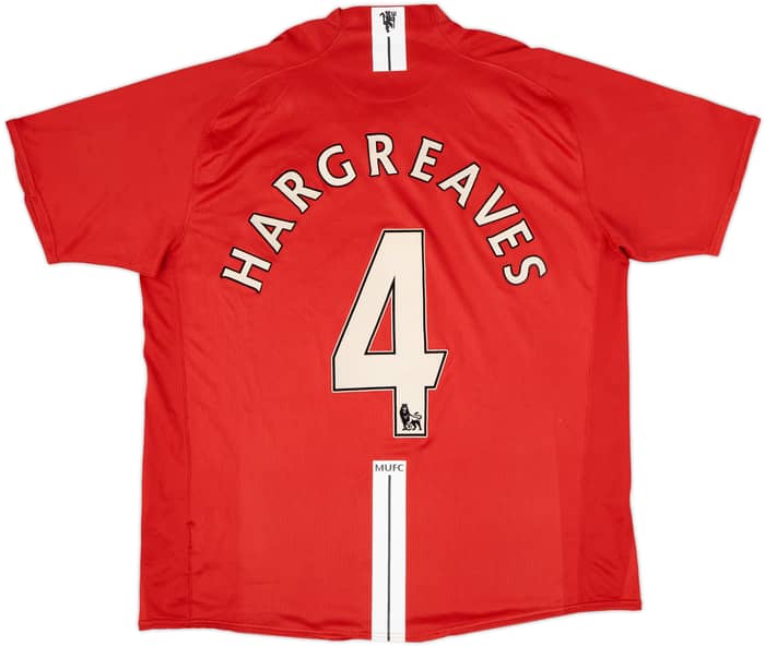 2007-09 Manchester United Home Shirt Hargreaves #4 - 6/10 - (XL)