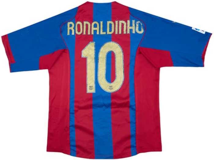 2004-05 Barcelona Home Shirt Ronaldinho #10 - 4/10 - (L)