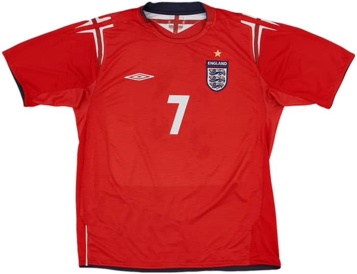 2004-06 England Away Shirt Beckham #7 - 7/10 - (L)