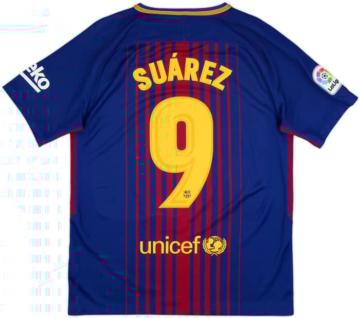 2017-18 Barcelona Home Shirt Suarez #9 - 6/10 - (M)